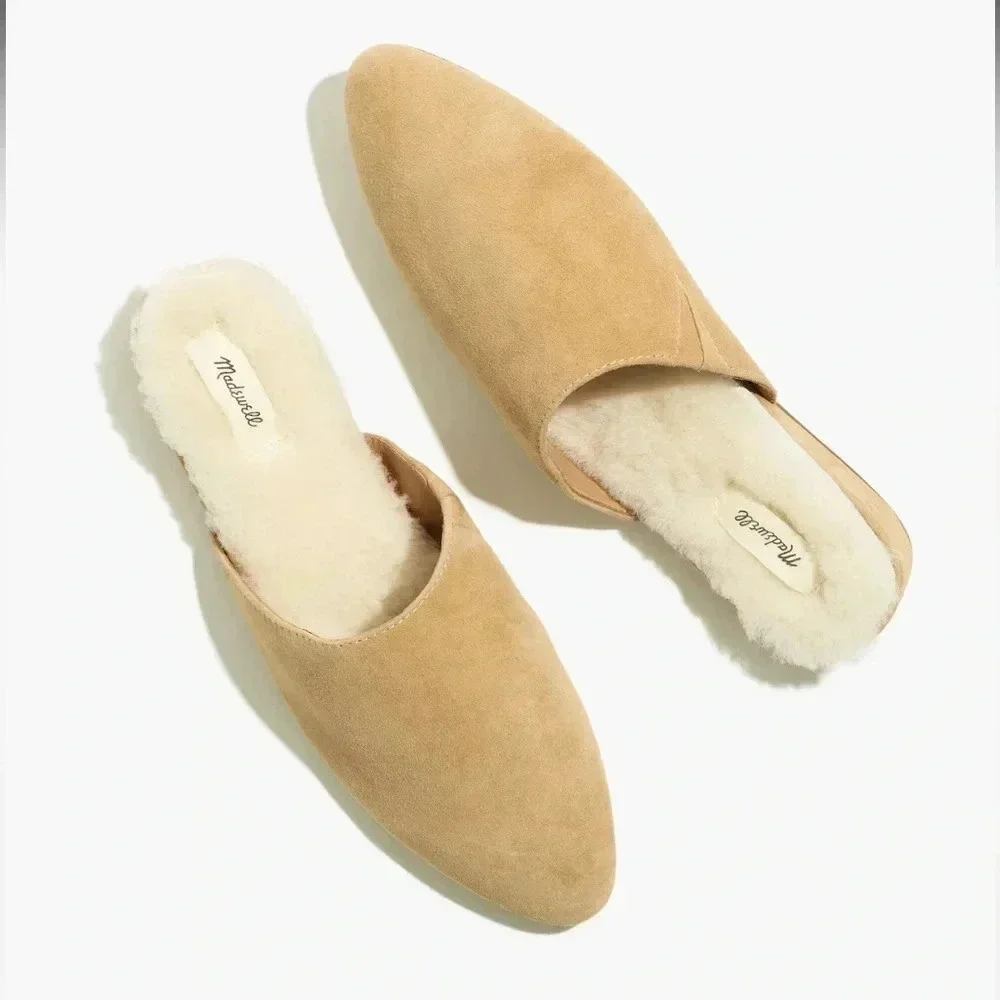 MADEWELL The Suede Kasey Mule in Faux Shearling - Picture 1 of 3
